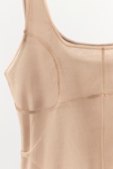 SEAM DETAIL TULLE TOP - Beige-pink by Zara - Image 10