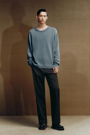 WASHED COTTON SWEATER - Blue / Grey by Zara