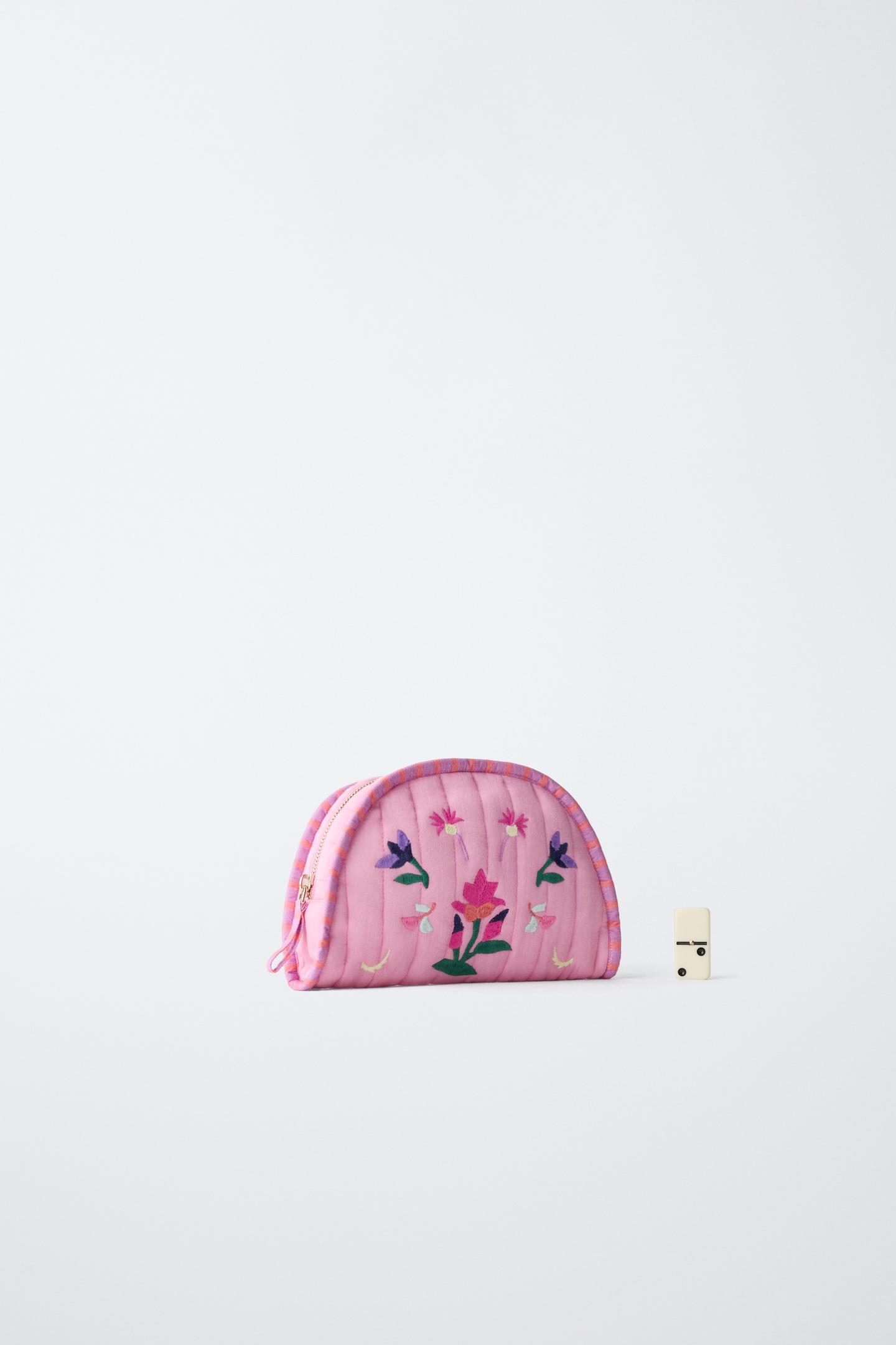 Детский несессер Zara Embroidered Floral Toiletry Bag, цвет: Розовый — фото 6