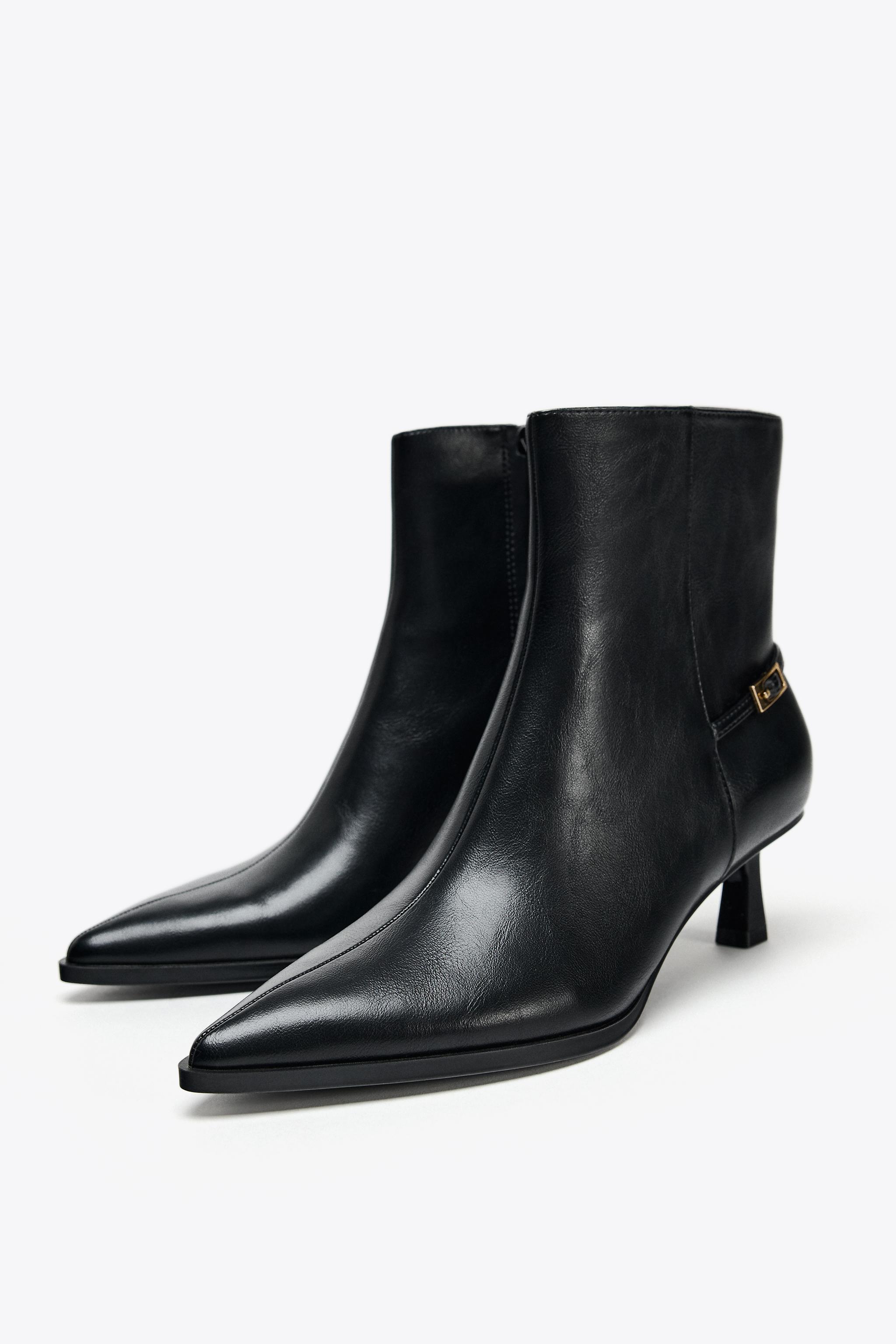 バックル付きハイヒールショートブーツ - ブラック | ZARA Japan