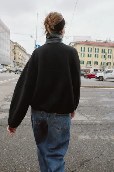 BALLOON BOMBER JACKET WITH CONTRAST WOOL COLLAR - Black by Zara - Image 7