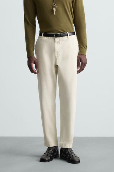 Zara TWILL CHINO PANTS - Oyster-white