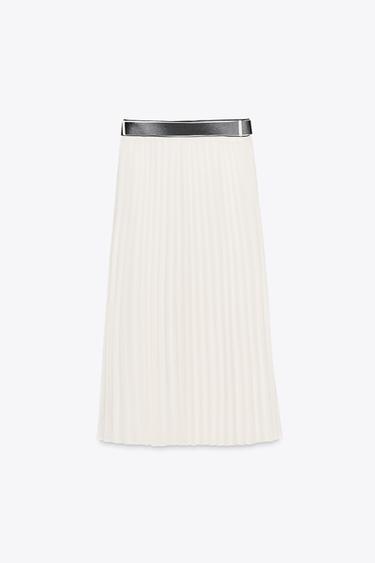 BELTED PLEATED MIDI SKIRT - Ecru by Zara - Image 6