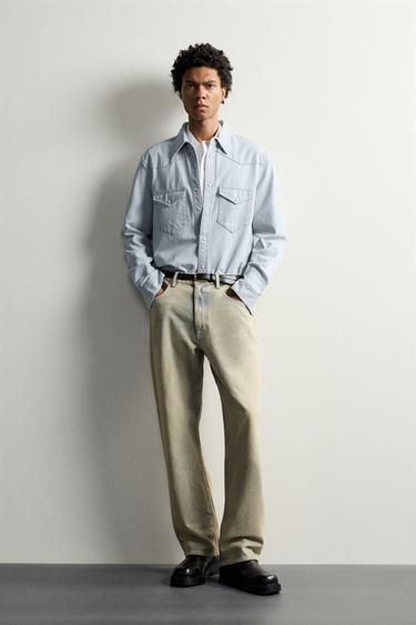 CAMISA WESTERN DENIM REGULAR FIT - Rayas de Zara - Imagen 0