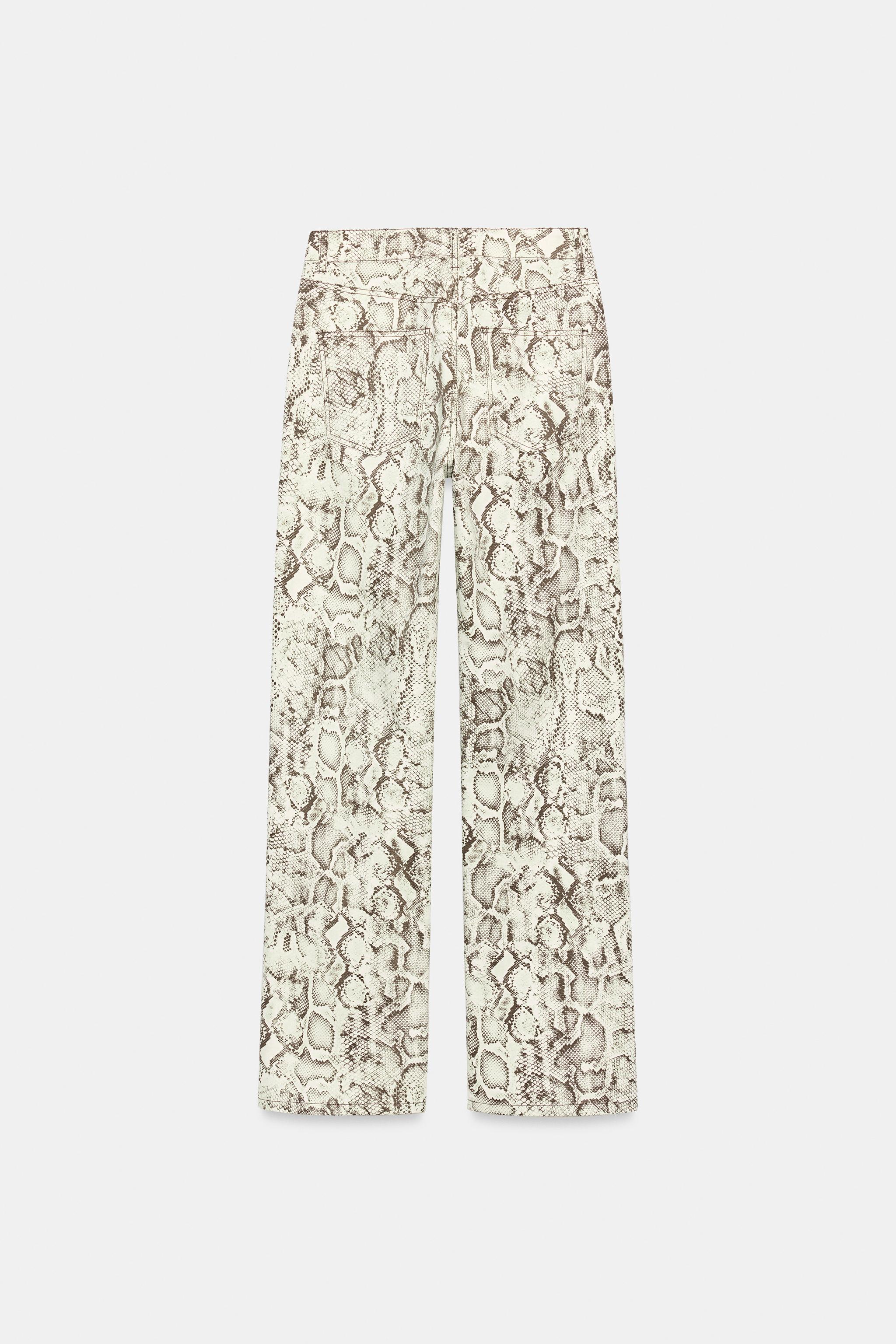 Женские джинсы Zara Z1975 HIGH-RISE STRAIGHT LONG LENGTH ANIMAL PRINT JEANS — фото 9