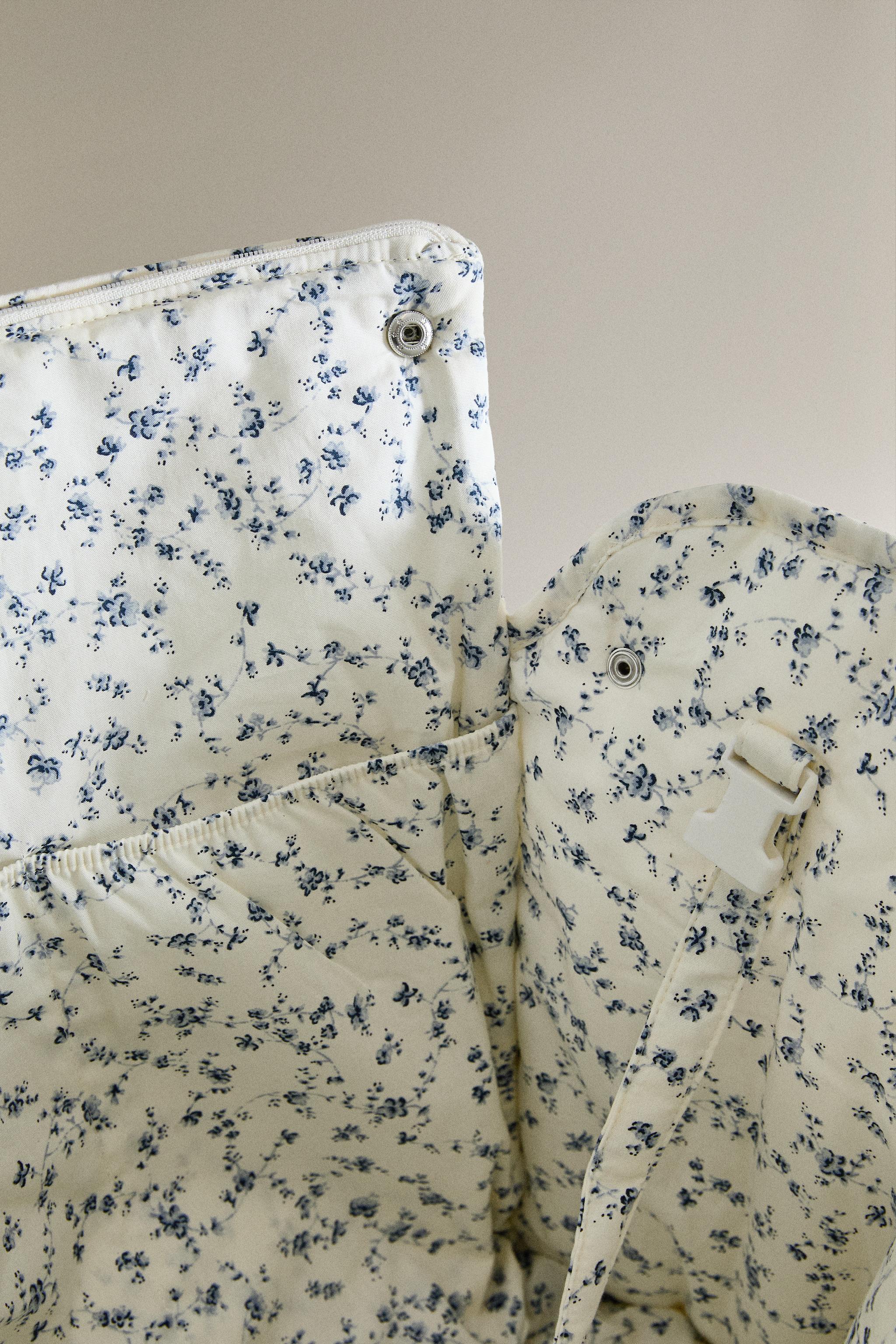 COTTON BLUE FLORAL DIAPER BAG