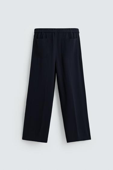 RELAXED FIT TROUSERS WITH BELT - Navy blue by Zara - Image 8