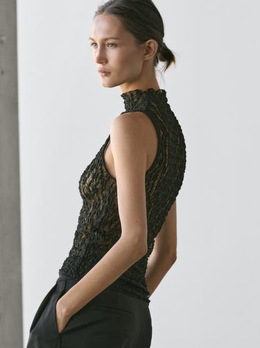 Zara Sheer lace top - Black