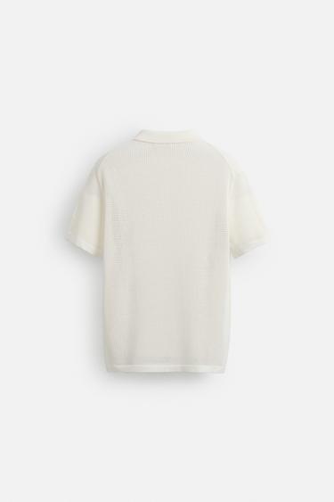 OPENWORK TEXTURED POLO SHIRT - Ecru by Zara - Image 8