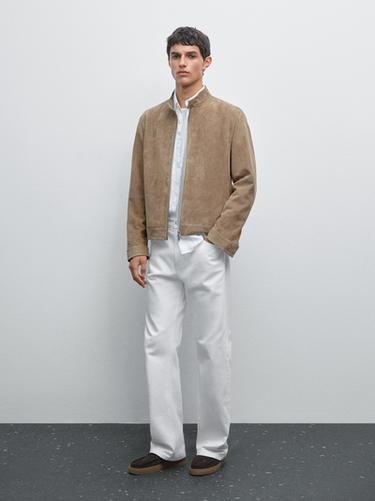 Zara Short suede goatskin jacket - Beige - Image 0