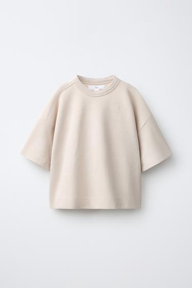 CAMISETA INTERLOCK LISA - Crudo de Zara - Imagen 0