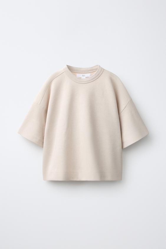 CAMISETA INTERLOCK LISA - Cru da Zara - Imagem 0