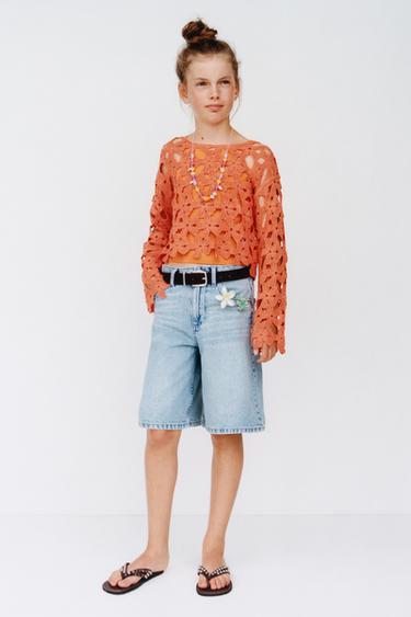 CROCHET FLORAL JUMPER - Orange by Zara