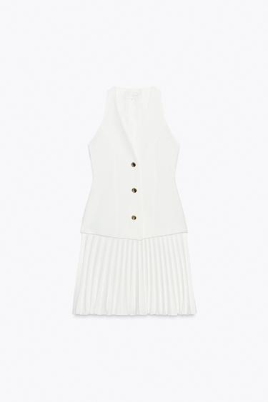 ROBE COURTE EN MATIÈRES VARIÉES - Écru de Zara - Image 7