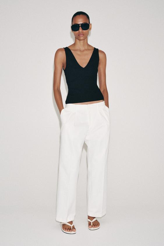 RIB V-NECK TOP - Black by Zara - Image 0