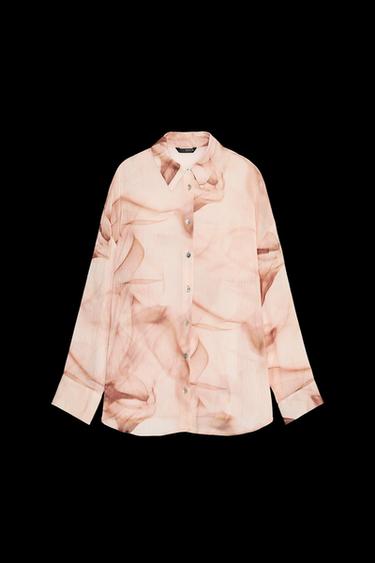 Zara TIE-DYE PRINT COTTON GAUZE BLOUSE - Multicolored - Image 0