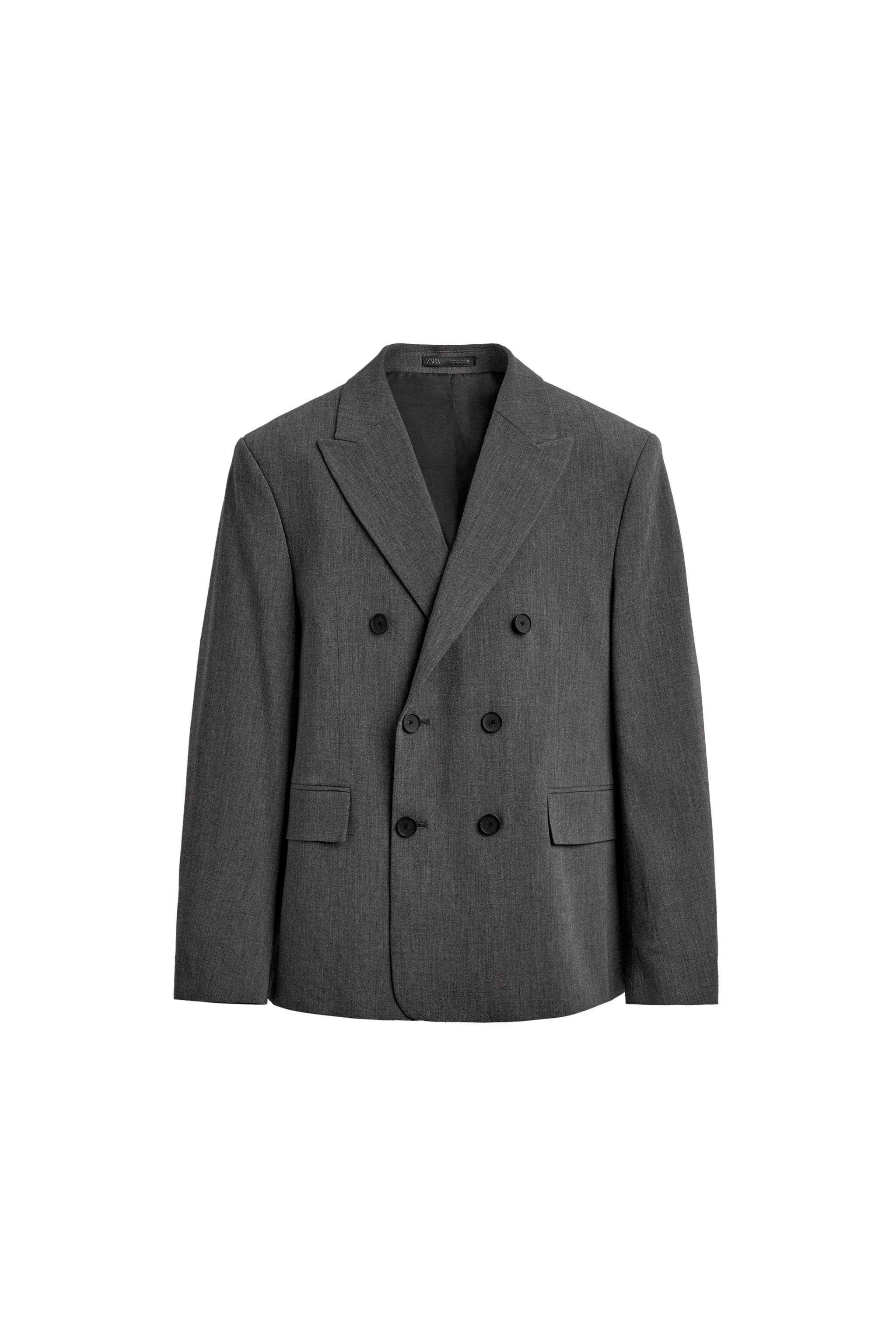 ウール混ダブルブレストブレザー - グレーマール | ZARA Japan / 日本