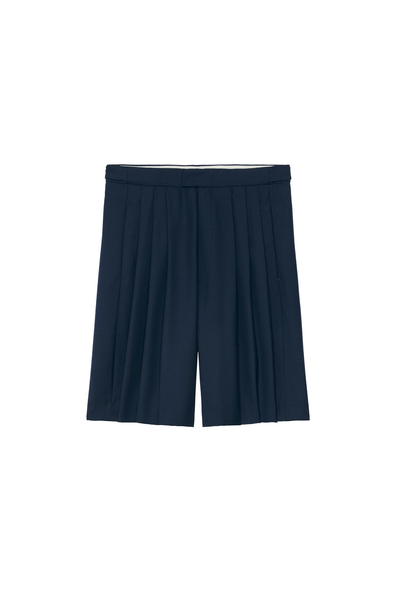 WIDE-LEG WOOL BLEND BERMUDA SHORTS