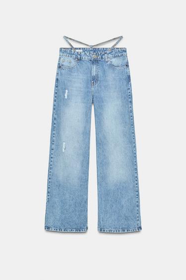 JEANS TRF CINTURÓN TIRO MEDIO - Azul claro de Zara