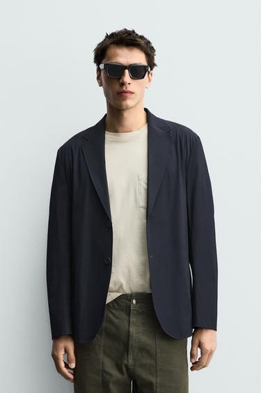 LIGHTWEIGHT TECHNICAL RELAXED FIT BLAZER - Navy blue by Zara