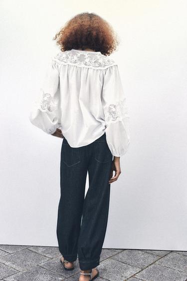 PANTALÓN BOMBACHO DENIM ZW COLLECTOIN - Azul de Zara