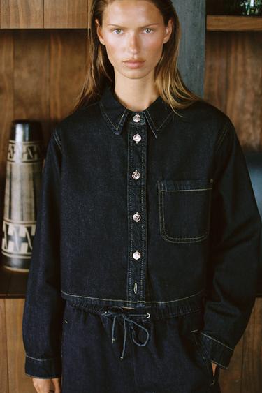CAMISA Z1975 CURTA DENIM - Azul da Zara