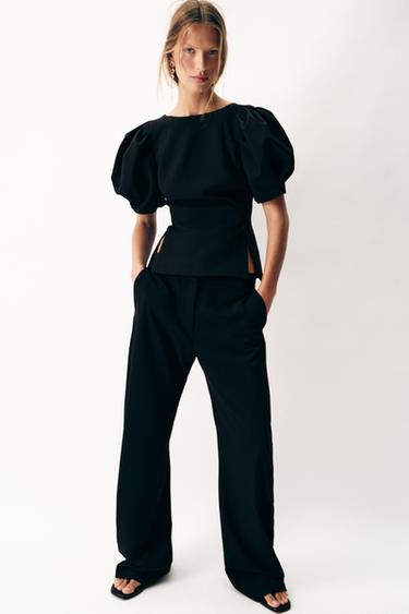 ТОП С БУФАН РЪКАВ - Черен от Zara