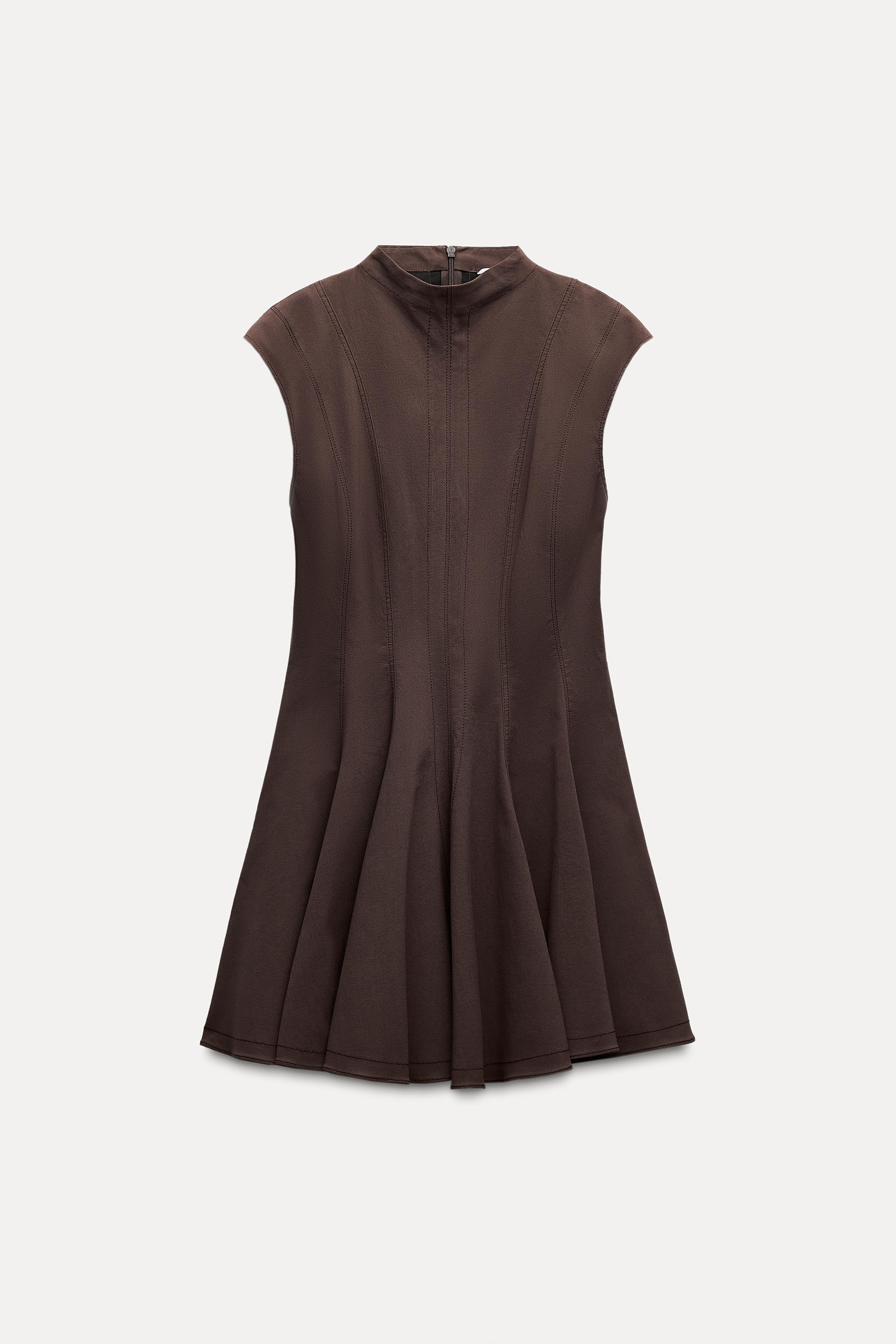 ゴデットミニワンピース ZW COLLECTION - ブラウン | ZARA Japan