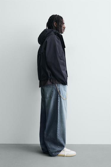 WATER-REPELLENT CROPPED FIT JACKET - Navy blue by Zara - Image 3