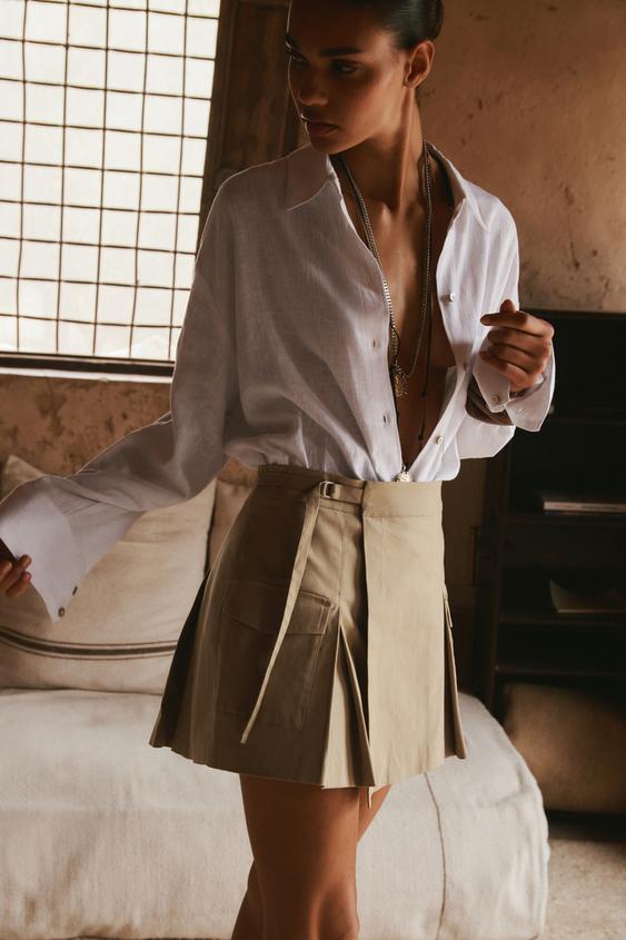 PANTALON-JUPE CARGO - Camel clair de Zara - Image 0