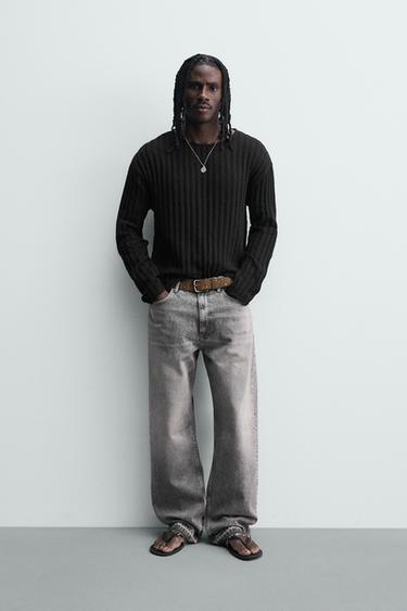 JERSEY CANALÉ EFECTO DESAGUJADO - Negro de Zara