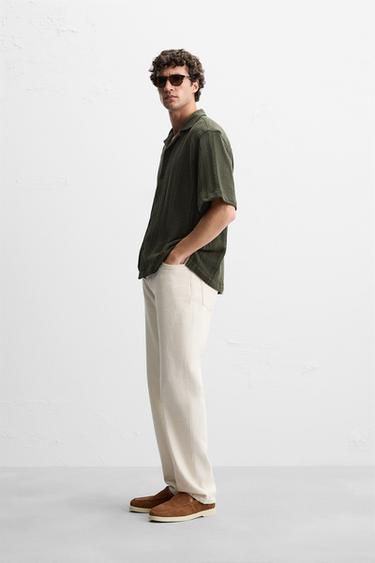 CHEMISE À TEXTURE AVEC RAYURES - Vert de Zara - Image 3