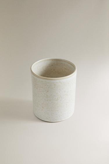 STONEWARE UTENSIL JAR - Oyster-white by Zara