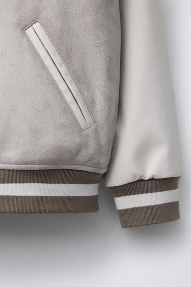 BLOUSON AVIATEUR EN MATIÈRE SYNTHÉTIQUE - Sable de Zara - Image 3