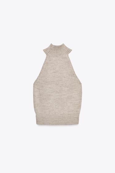 TOP EN MAILLE HALTER - Marron / Taupe de Zara - Image 5
