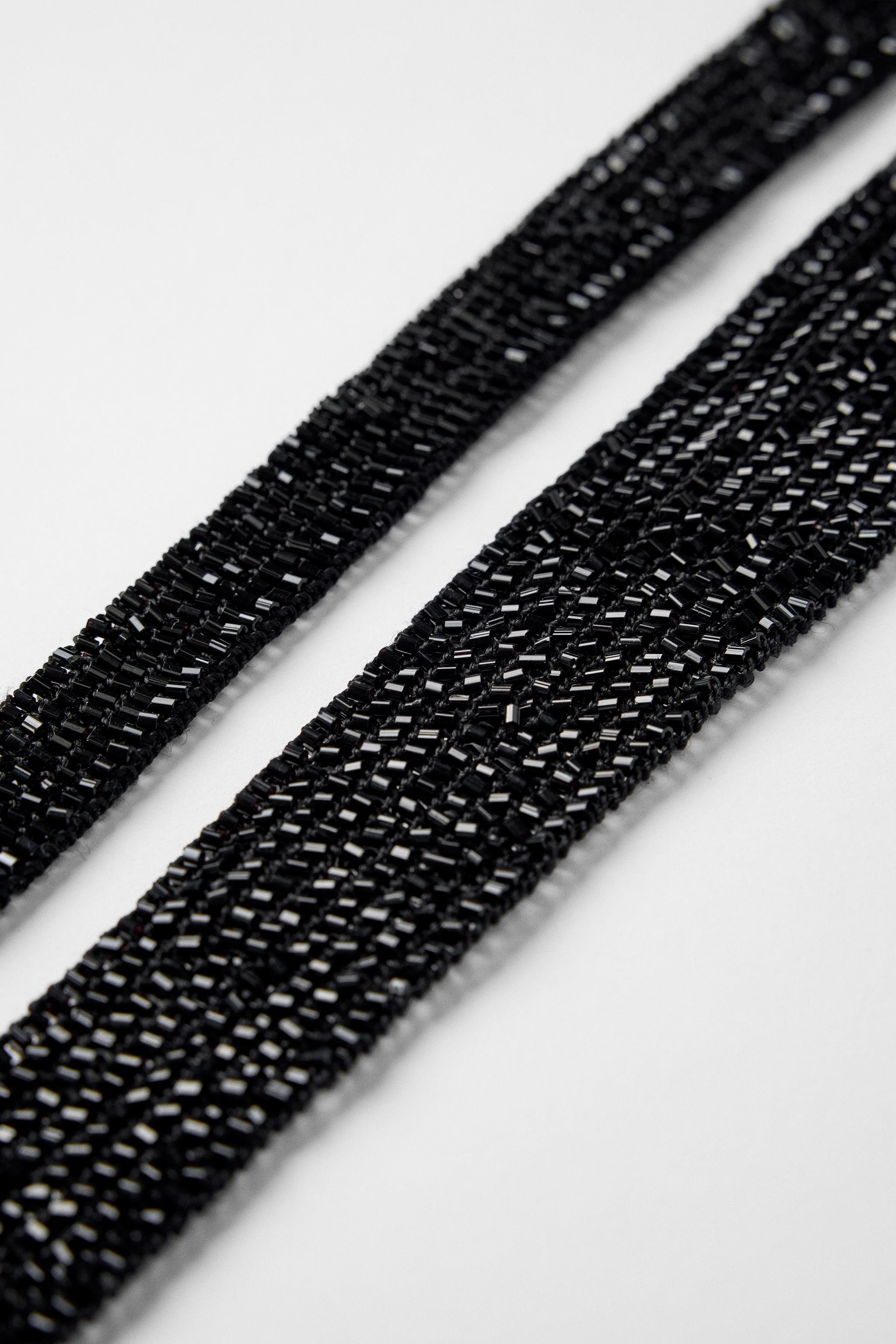 【ZARA×KateMoss】ビーズネッカチーフ 7243/605/800 BEADED FOULARD SCARF KATE MOSS X ZARA - Black | ZARA United