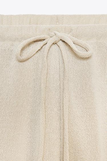 PANTALON EN MAILLE AJOURÉE - Sable de Zara - Image 7