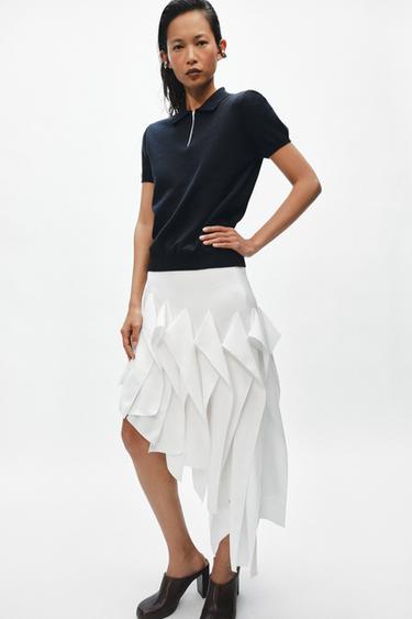 KNIT POLO SHIRT WITH ZIP - Navy blue by Zara