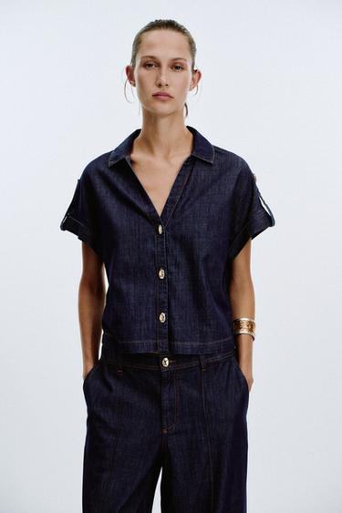 CHEMISE Z1975 EN JEAN À MANCHES COURTES - Bleu de Zara - Image 1