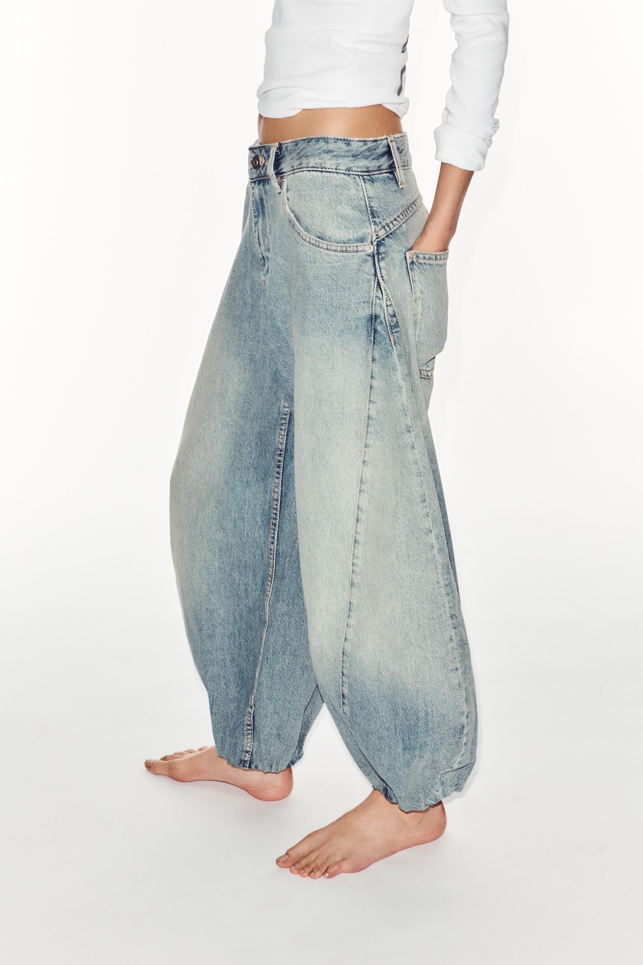 Zara Trf Orta Bel Lastikli Hacimli Jean görsel 5