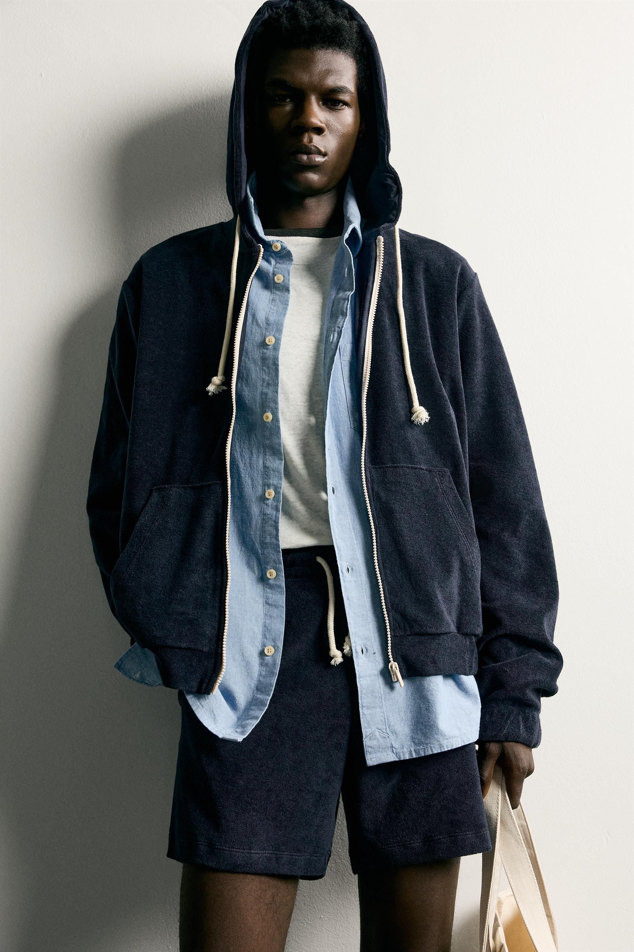 RELAXED FIT TERRY ZIP-UP HOODIE