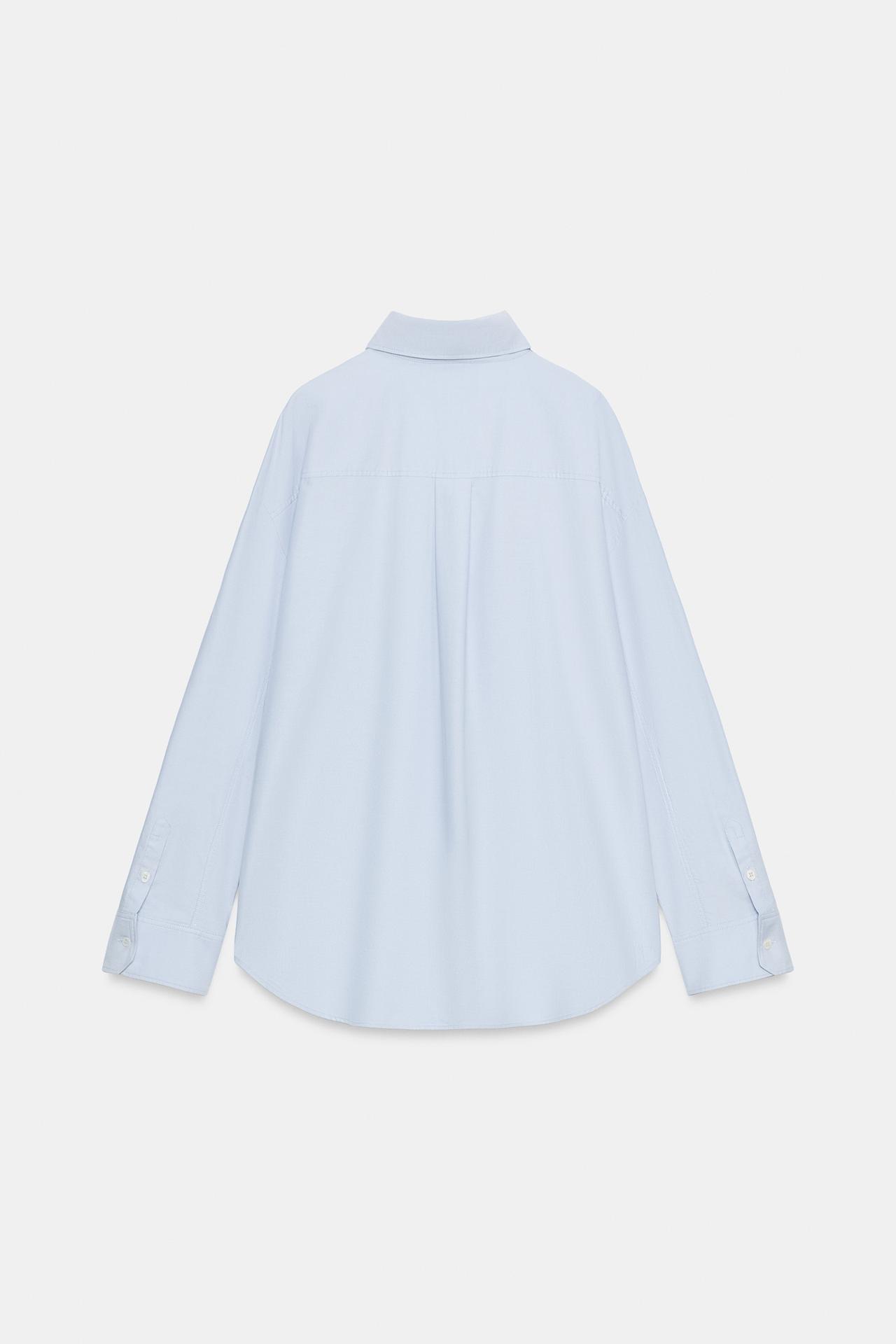 ZW COLLECTION OXFORD FROG FASTENING SHIRT — Sky blue