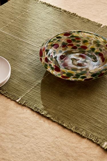 COTTON TABLE RUNNER WITH CONTRAST STRIPE - Green by Zara - Image 5