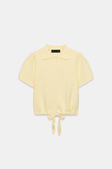 CARDIGAN WITH TIE - Yellow by Zara - Image 0