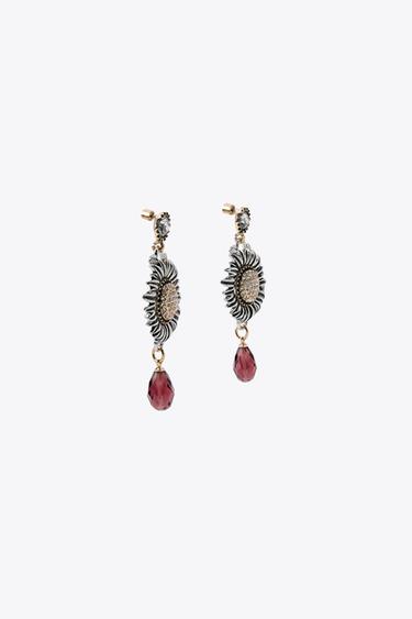 JEWEL BEAD FLOWER EARRINGS - Gold / Silver by Zara - Image 2