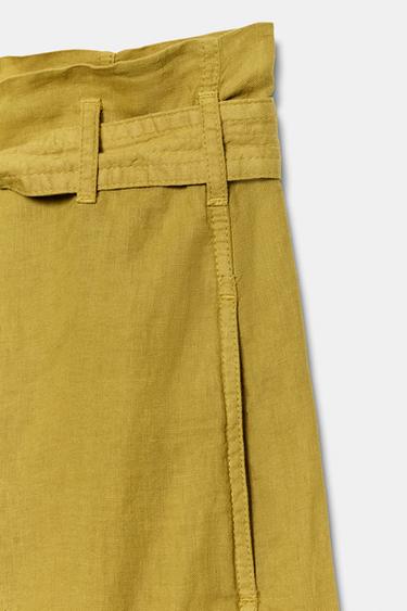 PANTALON 100 % LIN ZW COLLECTION - Moutarde de Zara - Image 9