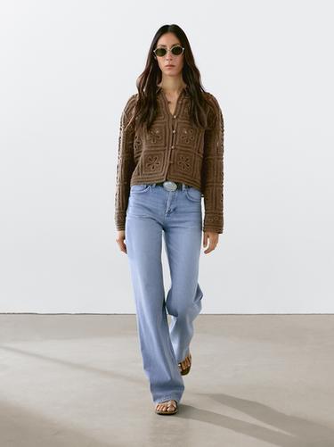 Zara Crochet knit cardigan - Brown