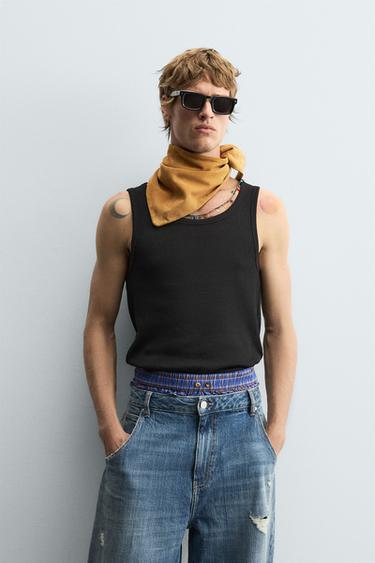 RIBBED TANK TOP - Black by Zara