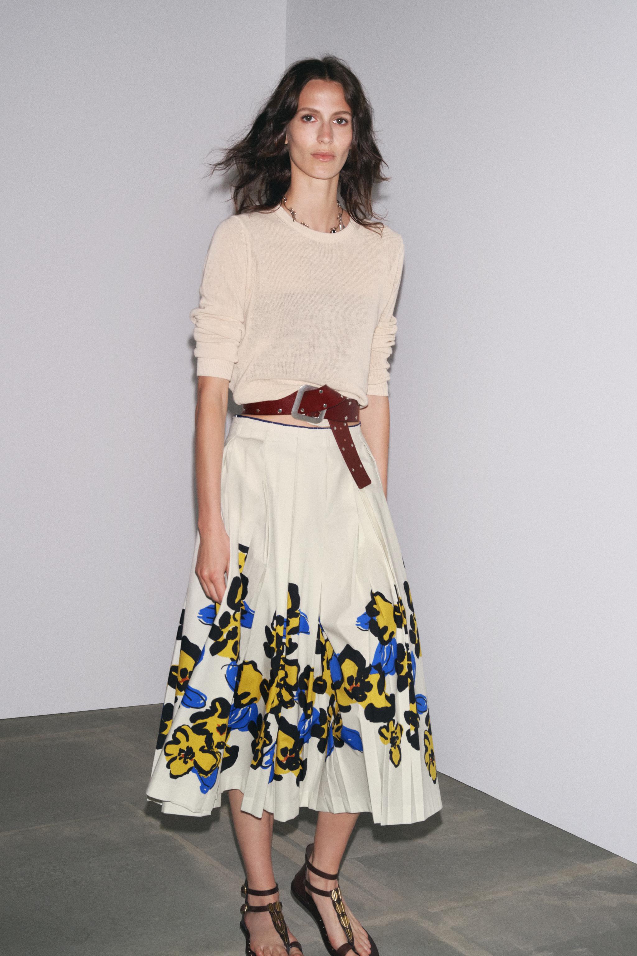 ZW COLLECTION プリント柄プリーツスカート - プリント地 | ZARA ZW COLLECTION プリント柄プリーツスカート - プリント地 | ZARA