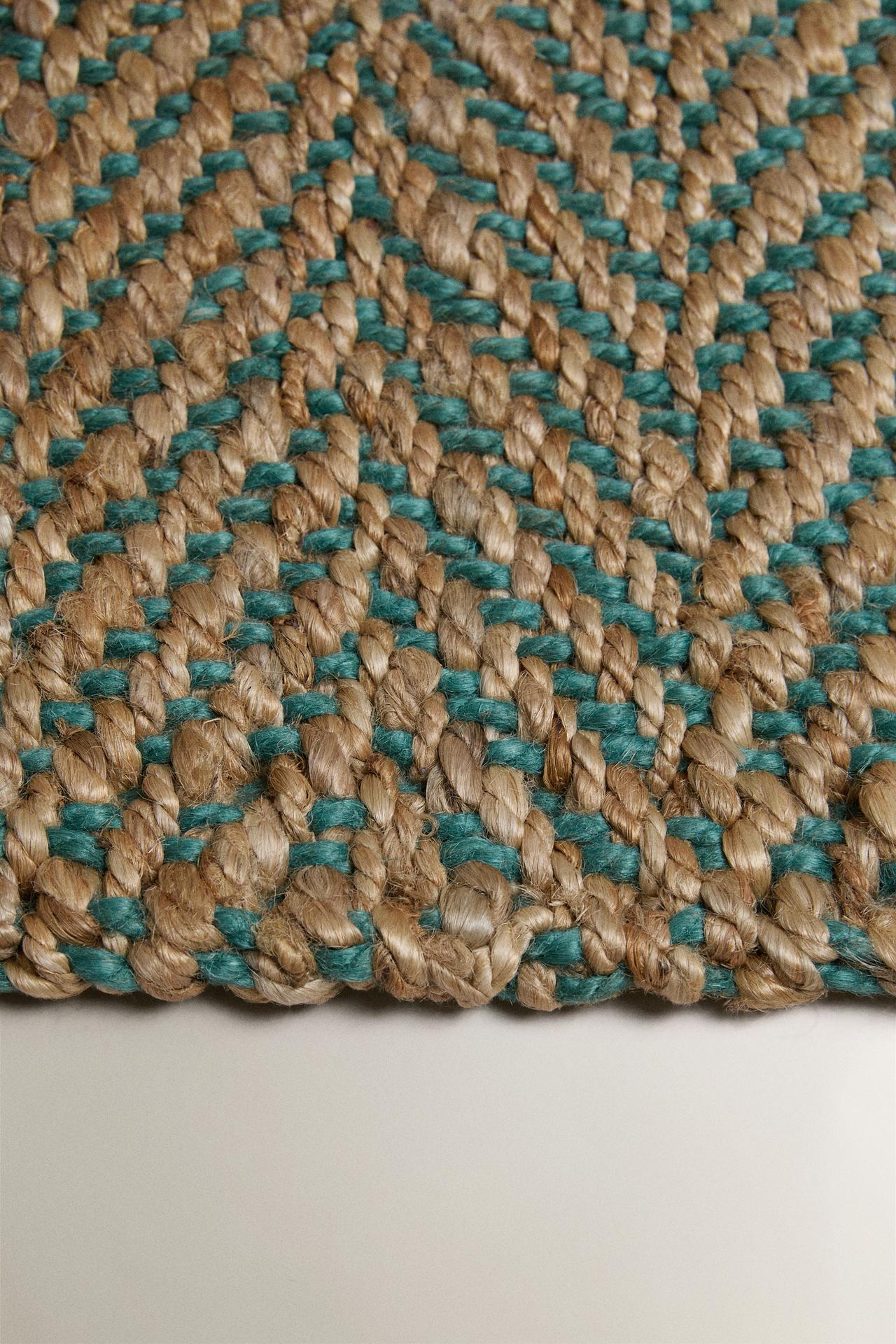 HERRINGBONE JUTE DOORMAT — Sea green